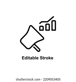 icono de campaña diseñado con estilo de esquema en el tema del icono de publicidad