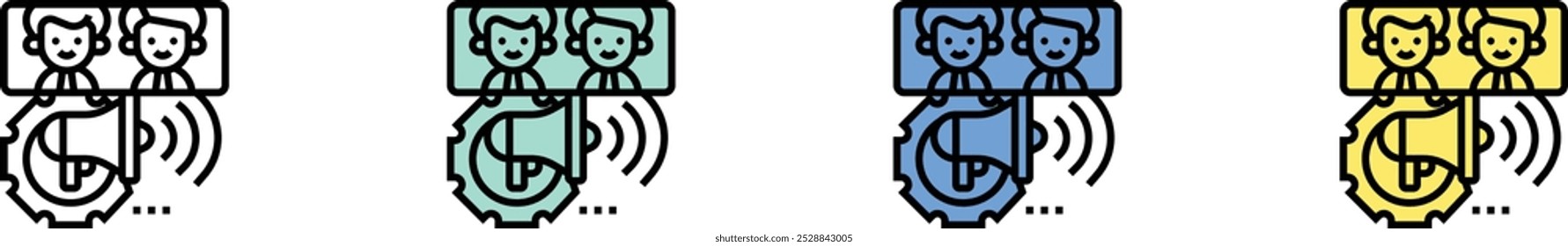campaign icon. Outline, Green, Blue and Yellow Style Design Isolated On White Background