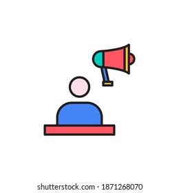 ilustración vectorial de icono de campaña. diseño de icono de altavoz relleno con esquema
