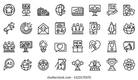 Campaign icons set. Outline set of campaign vector icons for web design isolated on white background