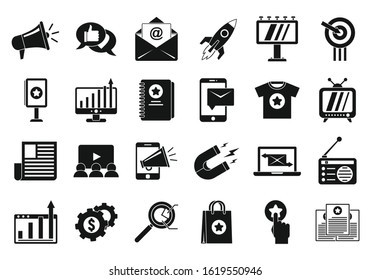 Campaign icons set. Simple set of campaign vector icons for web design on white background