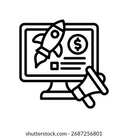 Ilustração do vetor da linha do ícone de início da campanha