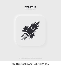 Campaign launch icon, rocket symbol, spaceship icon. Space ship symbol. Project start up icon. Creative idea sign.