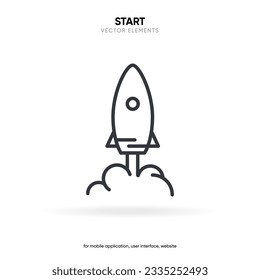 Campaign launch icon, rocket symbol, spaceship icon. Space ship symbol. Project start up icon. Creative idea sign.
