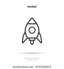 Icono de lanzamiento de campaña, símbolo de cohete, icono de nave espacial. Símbolo de la nave espacial. Icono de inicio del proyecto. Signo de idea creativa.