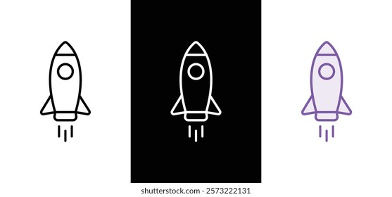 Campaign launch icon, rocket symbol, spaceship icon. Space ship symbol. Project start up icon. Creative idea sign.