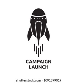 Campaign launch vector icon, rocket symbol