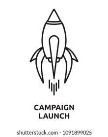 Campaign Launch Vector Icon, Rocket Symbol