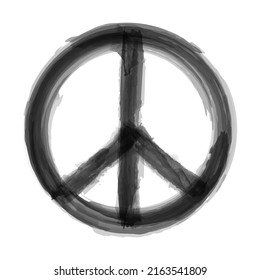 The Campaign for Nuclear Disarmament ( CND ) Symbol . Realistic watercolor painting design . Black color grunge style . Vector .