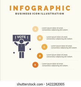 Campaign, Political, Politics, Vote Solid Icon Infographics 5 Steps Presentation Background