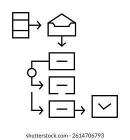 campaign production deployment line icon vector. campaign production deployment sign. isolated contour symbol black illustration