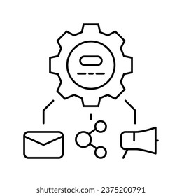 campaign production deployment marketing line icon vector. campaign production deployment marketing sign. isolated contour symbol black illustration