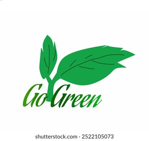 Campaign to protect the environment with plant shoot symbol, and text "Go Green"