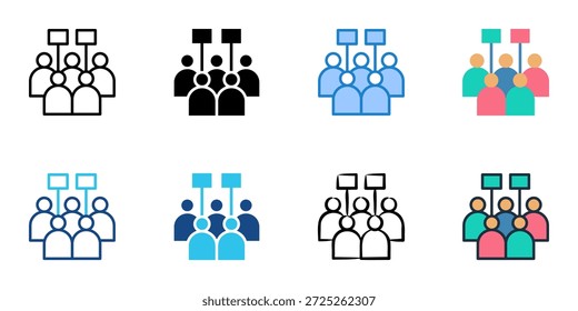 Campaign Rally icons set multiple style collection. Editable stroke 
