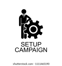 campaign setup icon. Element of seo and development icon with name for mobile concept and web apps. Detailed campaign setup icon can be used for web and mobile on white background