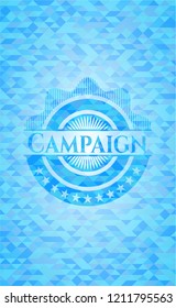 Campaign sky blue emblem with mosaic background