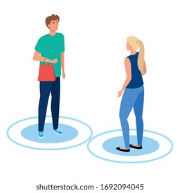 campaign of social distancing for covid 19 with couple vector illustration design