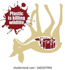 Campaign to stop using plastic for animals and the environment Because humans are plastic waste, can be eaten and killed by animals