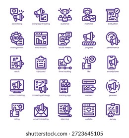 Pacote de Ícones de Acompanhamento de Campanha para seu site, celular, apresentação e design de logotipo. Design de cores básico da linha de ícone de rastreamento da campanha. Ilustração de gráficos vetoriais e traçado editável.
