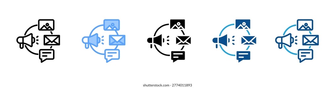 Campaign web icon with multiple style collection