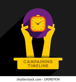 campaigning timeline icon design hold in hand concept vector