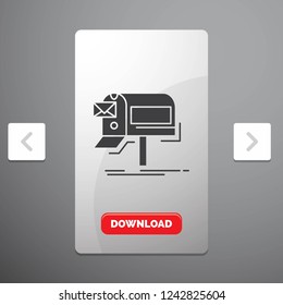 campaigns, email, marketing, newsletter, mail Glyph Icon in Carousal Pagination Slider Design & Red Download Button