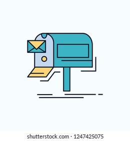 campaigns, email, marketing, newsletter, mail Flat Icon. green and Yellow sign and symbols for website and Mobile appliation. vector illustration