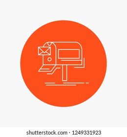 campaigns, email, marketing, newsletter, mail White Line Icon in Circle background. vector icon illustration