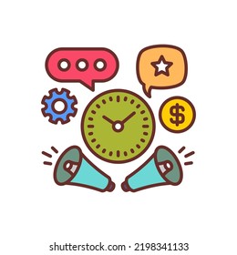 Icono de temporización de campañas en vector. Logotipo
