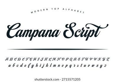 Campana Script font and alphabet set of vector calligraphy letter a b c d script font isolated letters