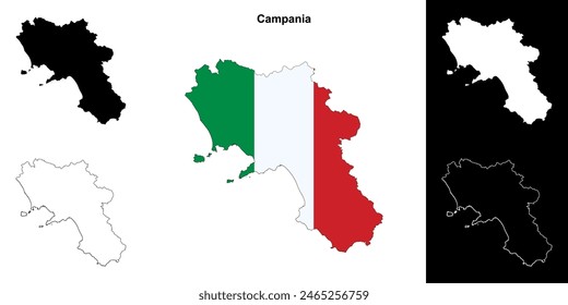 Campania conjunto de mapas esquemáticos en blanco