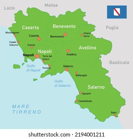 Campania map in Italy. Vector illustration