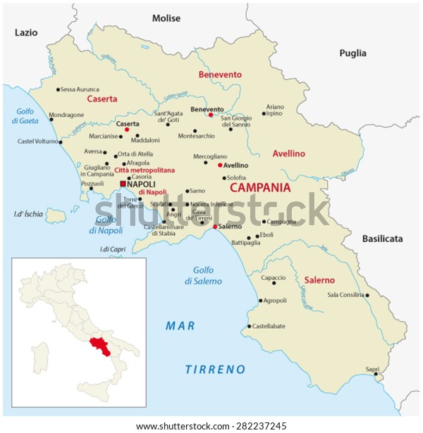 Campania Italy Map - Region Of Campania Italy Relief Map Stock Photo ...