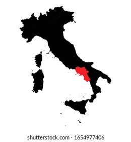 Campania Province highlighted on Italy map Vector EPS 10