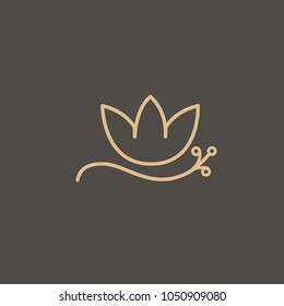 Campanula logo. Wedding floral icon. Luxury retro emblem. Cosmetics, Spa, Beauty salon, Decoration, Boutique vector logo. 