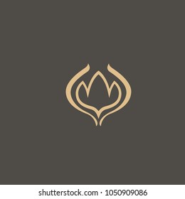 Campanula logo. Wedding floral icon. Luxury retro emblem. Cosmetics, Spa, Beauty salon, Decoration, Boutique vector logo. 