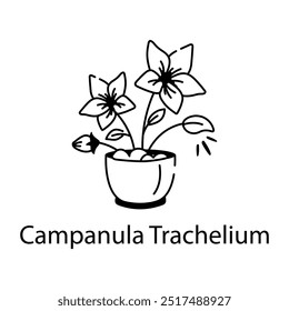 Ícone Campanula trachelium em estilo esboçado