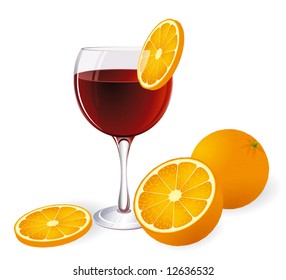 campari y naranja. Vector. No se utilizan mezclas ni mallas de degradado.