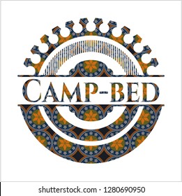 Camp-bed arabesque style badge. arabic decoration.