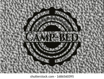 Icono de cama oscura o emblema con fondo de burbujas grises. Ilustración vectorial. Detallado.
