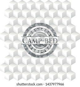 Camp-bed grey emblem with cube white background