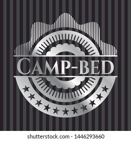 Camp-bed silver shiny badge. Vector Illustration. Mosaic.