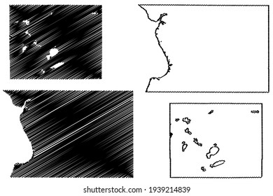Campbell y Condado de Codington, Estado de Dakota del Sur (condado de los EE.UU., Estados Unidos de América) cartografía ilustración vectorial, mapa de esbozos de dibujos