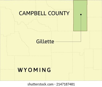 Campbell County and city of Gillette location on Wyoming state map