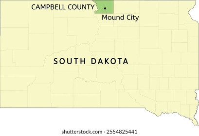 Campbell County and town of Mound City location on South Dakota state map