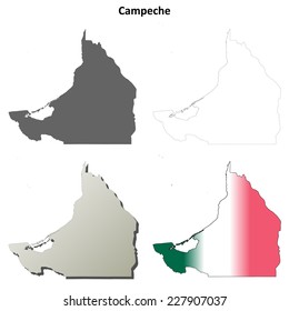Campeche blank outline map set