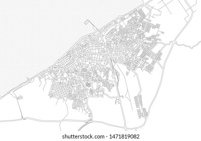 Campeche, Campeche, Mexico, bright outlined vector map with bigger and minor roads and steets created for infographic backgrounds.