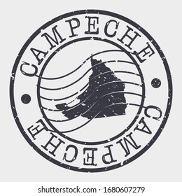 Campeche, Mexico Stamp Postal. A Map Silhouette Seal. Passport Round Design. Vector Icon Design Retro Travel.