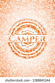 Camper abstract orange mosaic emblem
