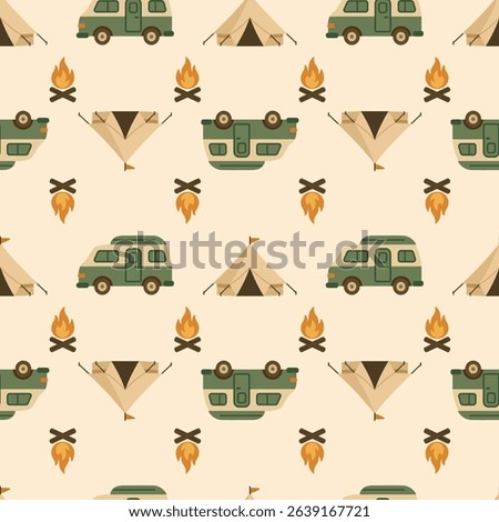 Camper Adventure Pattern in Neutral Colors